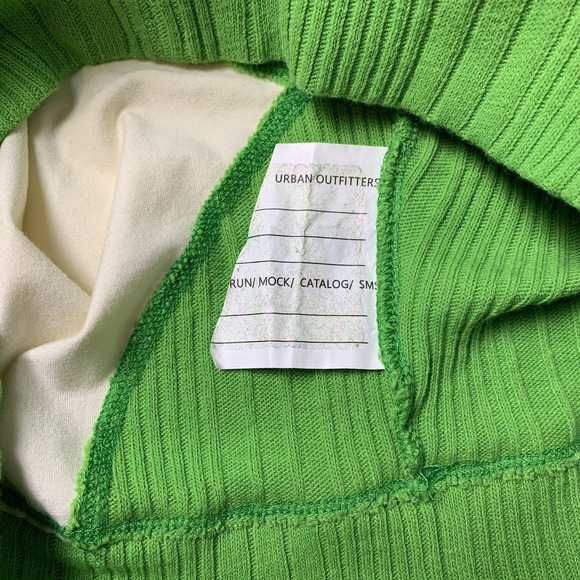 Urban Outfitters Tank Women's Small Kelly Green White Kawaii Ribbed Zip Cropped - Picture 6 of 6